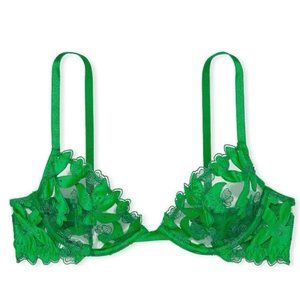 Unlined Floral Embroidered Demi Bra